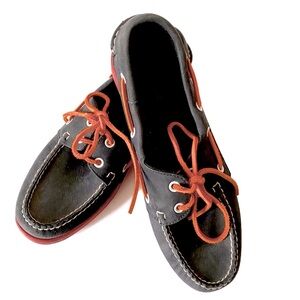 Sebago Docksides Shoes Navy & Red Suede Leather